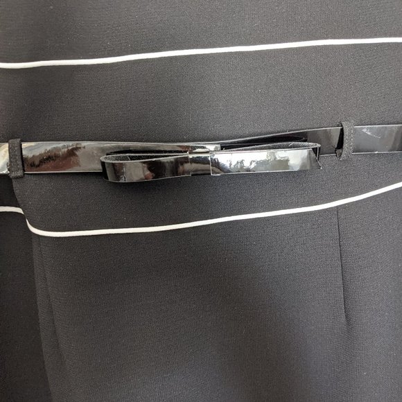 Tahari Black Sleeveless Dress w/ White Piping Sheath Dress - Picture 10 of 10